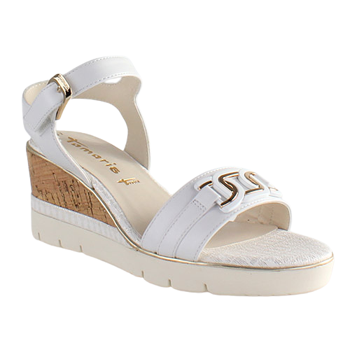 Tamaris Ladies Wedge Sandals 28702 42 White Greenes Shoes