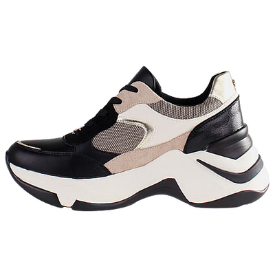 Tommy Bowe Ladies Chunky Trainers - Mathe -Black/Beige