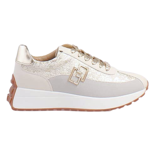 Tommy Bowe Ladies Trainers - Barford - Cream/ Gold