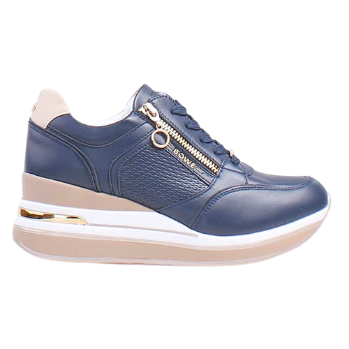 Tommy Bowe Ladies Wedge Trainers - Gunter - Navy