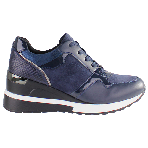 Tommy Bowe Ladies Wedge Trainers - Leacy - Navy - Greenes Shoes