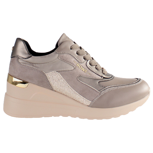 Tommy Bowe Ladies Wedge Trainers - Teneti - Taupe – Greenes Shoes