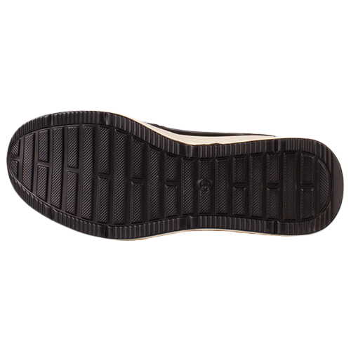 sole of black trainer on a white background