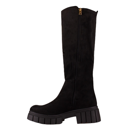 Una Healy Chunky Knee Boot - Shakin - Black Suede