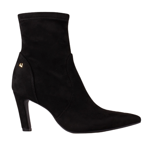 Single Una Healy Dressy Ankle Boot on a white background - Home Wrecker - Black Suede