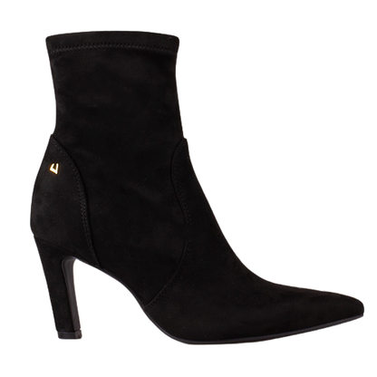 Single Una Healy Dressy Ankle Boot on a white background - Home Wrecker - Black Suede