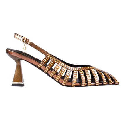 Una Healy Dressy Heeled Slingbacks - Cold Heart - Bronze