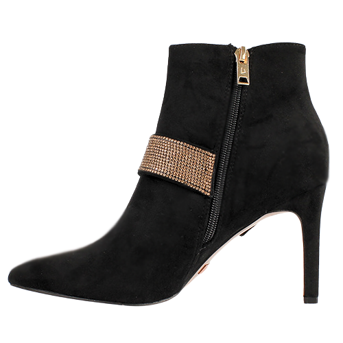 Una Healy Dressy Heeled Ankle Boots - Anytime - Black Suede