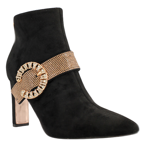 Una Healy Dressy Heeled Ankle Boots - Anytime - Black Suede