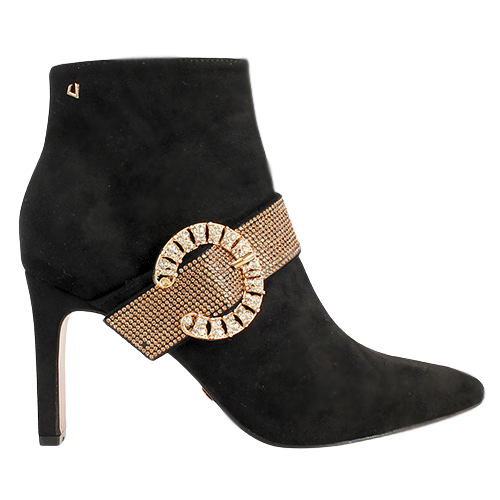 Una Healy Dressy Heeled Ankle Boots - Anytime - Black Suede