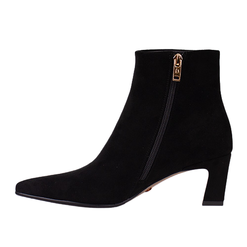 Una Healy Ladies Block Heeled Ankle Boots - Elle - Black Suede
