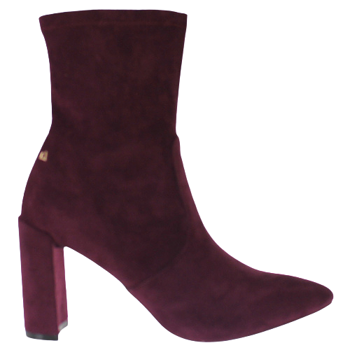 Una Healy Dressy Block Heeled Ankle Boots - Something Bad - Burgundy Suede
