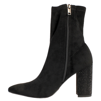 Una Healy Block Heeled Ankle Boots - Time of My Life - Black Suede