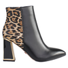 Una Healy Block Heeled Ankle Boots - Try Again -Black/Leopard