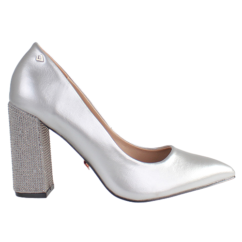 Silver court shoes block heel outlet