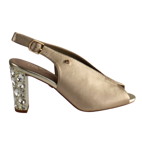 Una Healy Block Heeled Sling Backs - Straight Life - Gold