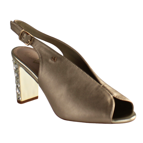 Una Healy Block Heeled Sling Backs - Straight Life - Gold