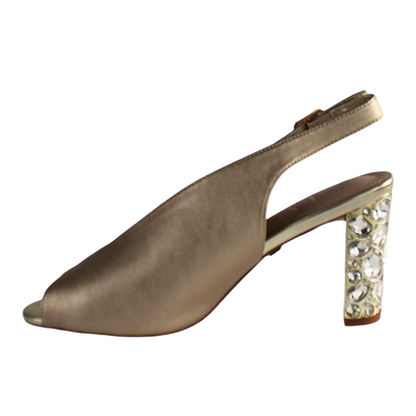 Una Healy Block Heeled Sling Backs - Straight Life - Gold