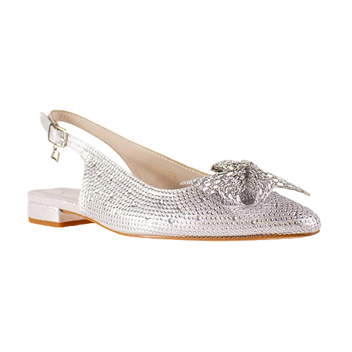 Una Healy Ladies  Ballerina Sling Backs - Foolish - Silver