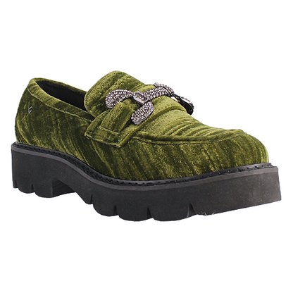 Una Healy Ladies Loafers - Take My Breath - Green Velvet