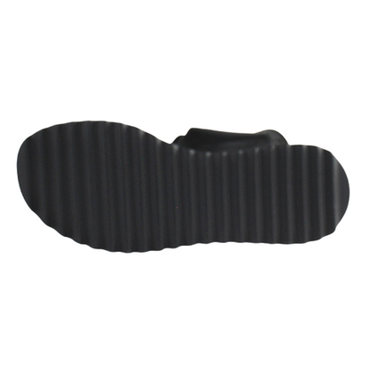 Una Healy Ladies Velcro Wedge Sandals - Love Will Never - Black