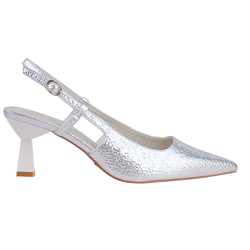 Una Healy Heeled Slingbacks - Its Funky - Silver