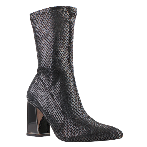 Una Healy Ladies Block Heeled Mid Boots - When I Fall In Love -  Black