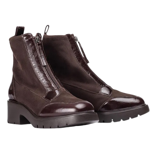 Unisa Ladies Block Heeled Ankle Boots - Jandro - Brown