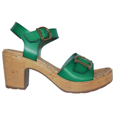 Heavenly Feet Block Heeled Sandals - Pluto - Green