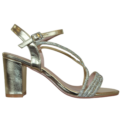 Sorento Block Heel Sandals - Cabra Castle - Gold
