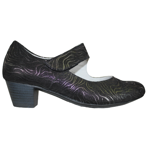 Waldlaufer Wide Fit Cross Straps- 358312 - Black/Metallic