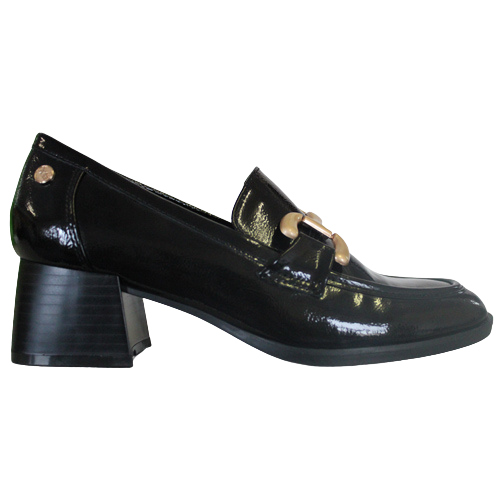 XTI Block Heeled Loafers - 142184 - Black Patent