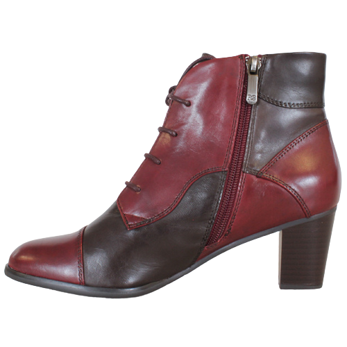 Regarde Le Ciel Ladies Block Heeled Ankle Boots - Sonia-123 - Burgundy Multi