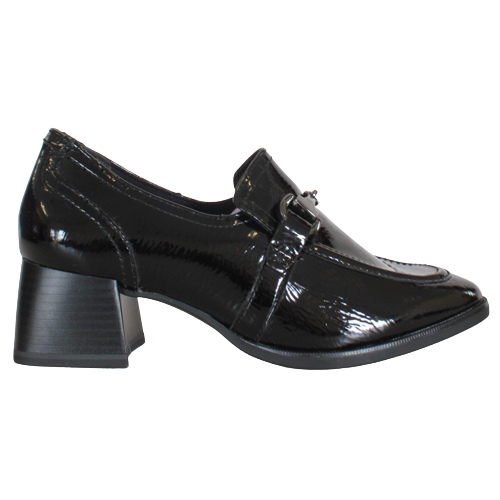 Tamaris Block Heeled Loafers - 24434-41 - Black Patent