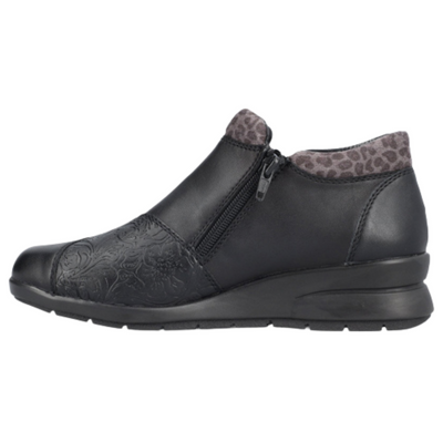 Rieker Wedge Shoes - L4881-01 - Black/Grey