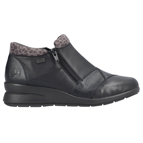 Rieker Wedge Shoes - L4881-01 - Black/Grey