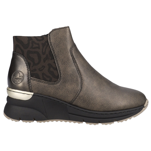 Rieker Wedge Ankle Boots - N6355 - Metallic
