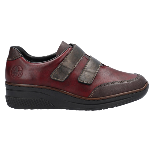 Rieker Wedge Velcro Strap Shoes - 48750-00- Wine