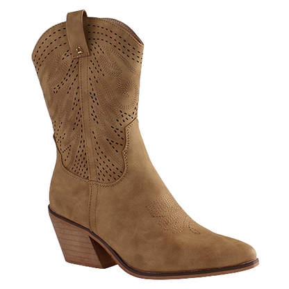 Una Healy Mid Cowboy Boots Wildflowers Beige