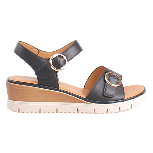 Heavenly Feet Wedge Sandals - Concord - Black