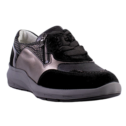 Waldlaufer Ladies  Wide Fit Trainers -  831004 - Black Multi