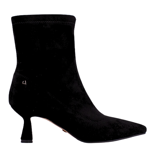 Una Healy Ladies Dressy Heeled Ankle Boots - In My Room - Black Suede