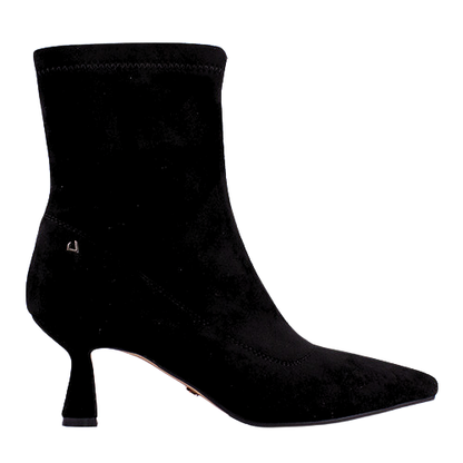 Una Healy Ladies Dressy Heeled Ankle Boots - In My Room - Black Suede
