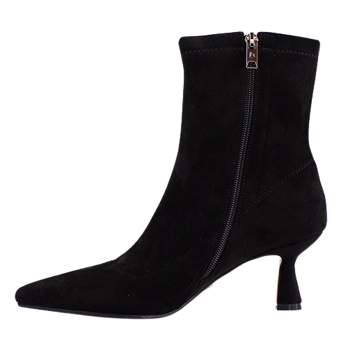 Una Healy Ladies Dressy Heeled Ankle Boots - In My Room - Black Suede