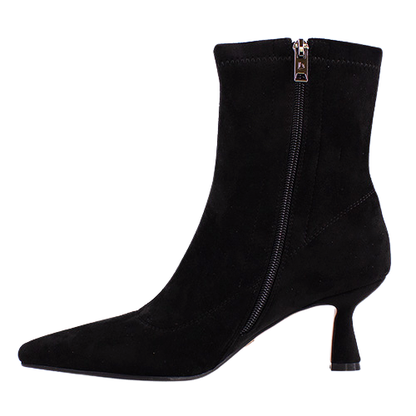 Una Healy Ladies Dressy Heeled Ankle Boots - In My Room - Black Suede