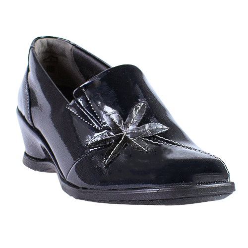 Suave Slip On Wedge Shoes - Rose - Navy Patent