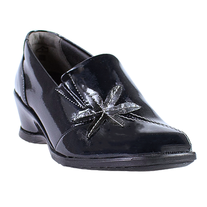 Suave Slip On Wedge Shoes - Rose - Navy Patent