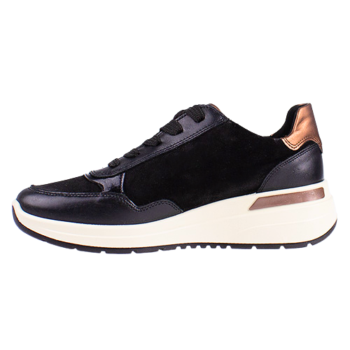 Ara Wedge Trainers - 57702-01 - Black/Brown/Bronze.