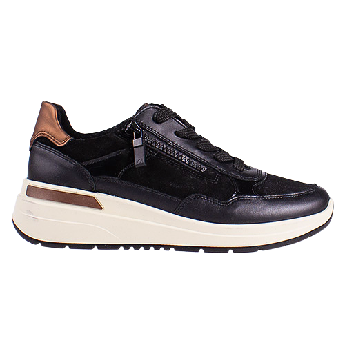 Ara Wedge Trainers - 57702-01 - Black/Brown/Bronze.