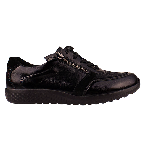Waldlaufer Ladies Wide Fit Trainers - 815M01 - Black Patent